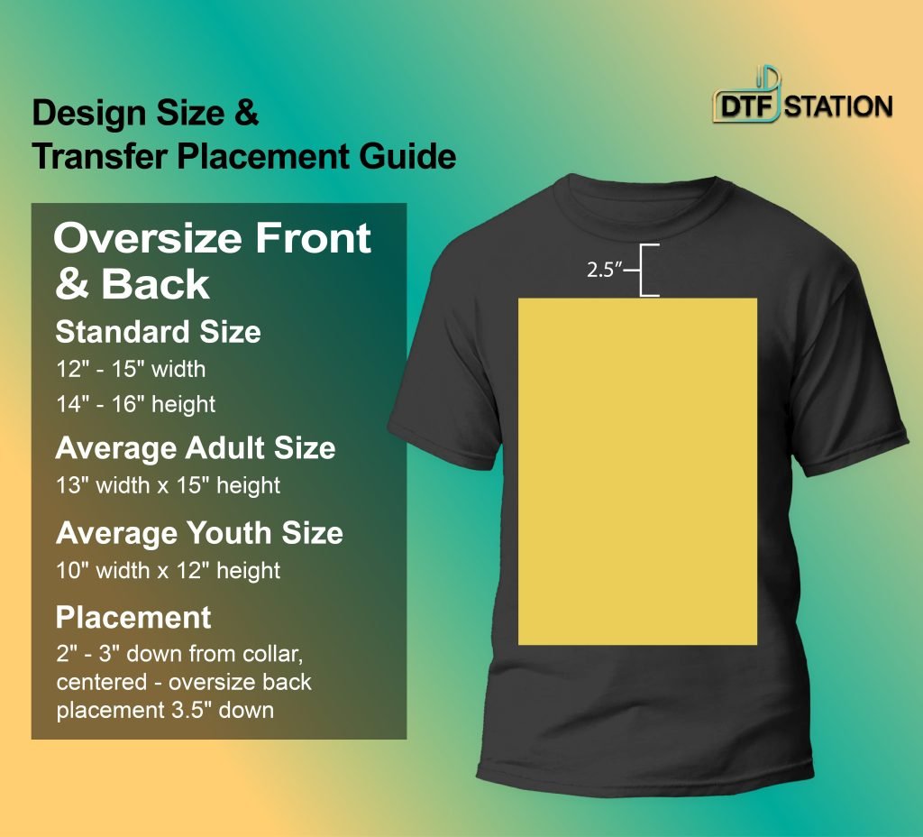 T-shirt Design Size Chart Transfer Placement Guide - DTF Station